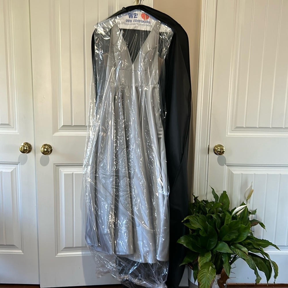 Silver prom dress! Size 4, hemmed to a 5ft person.